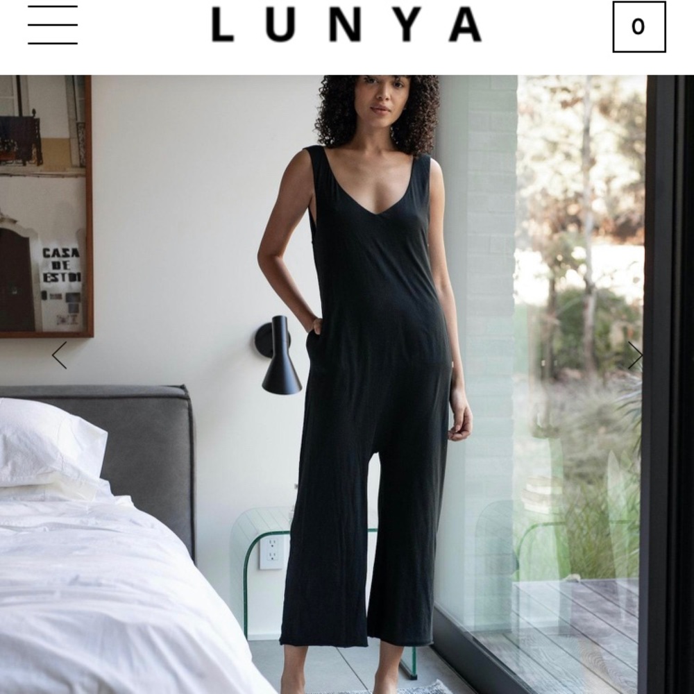 Lunya organic pima romper in blue size xl